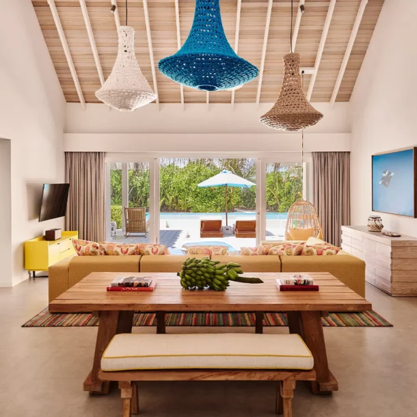 Luxoriöse Two Bedroom Beach Villa auf Finolhu mit Gartenblick