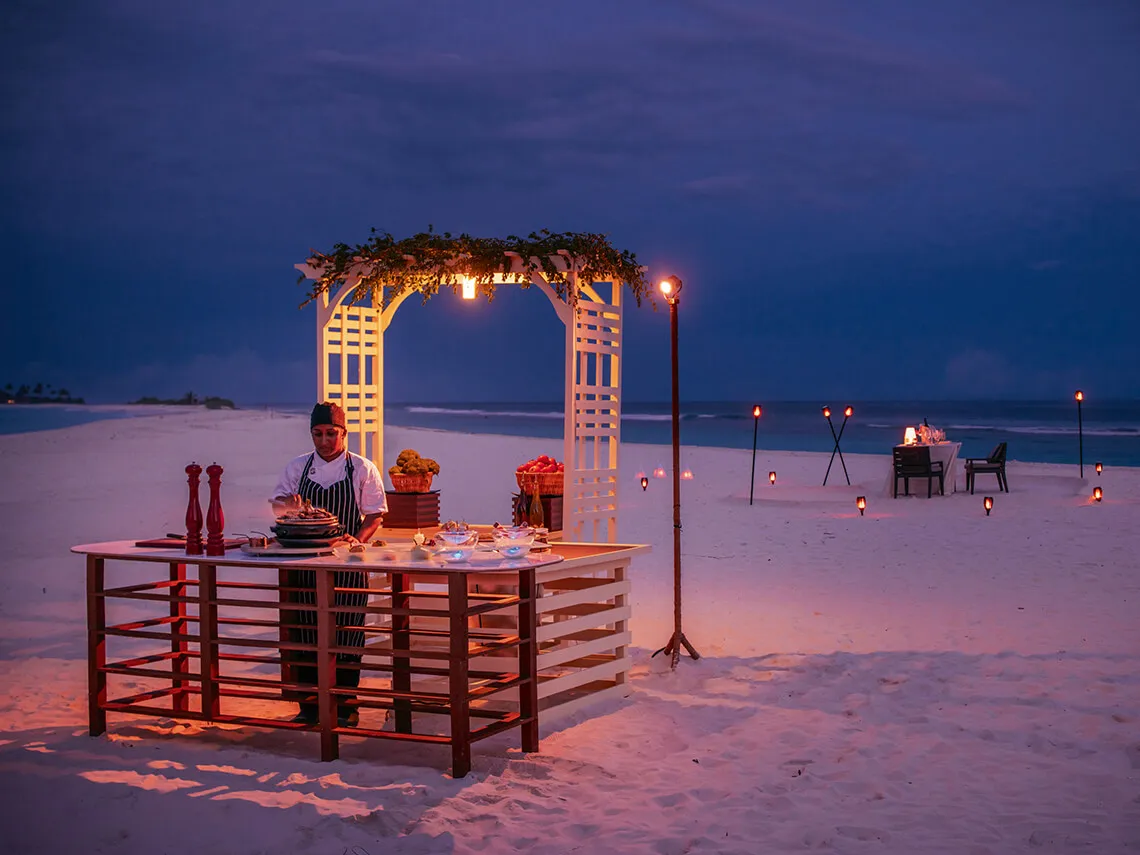 Romantic Private Candlelight Dinner on Finolhu Beach