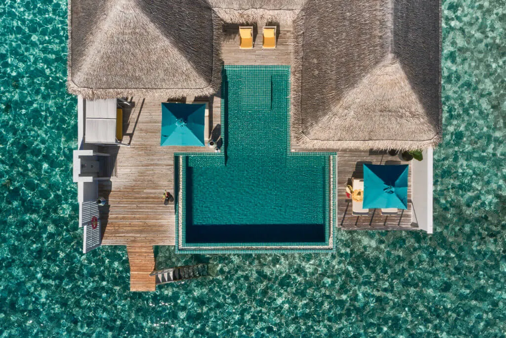Toma aérea con dron de la Beach Pool Villa de dos dormitorios